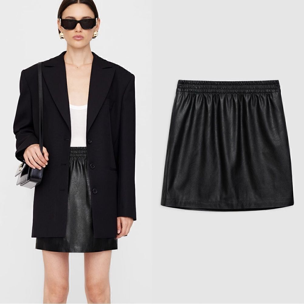 NWT Anine Bing Soto Vegan Leather Mini Black  Skirt Size XS